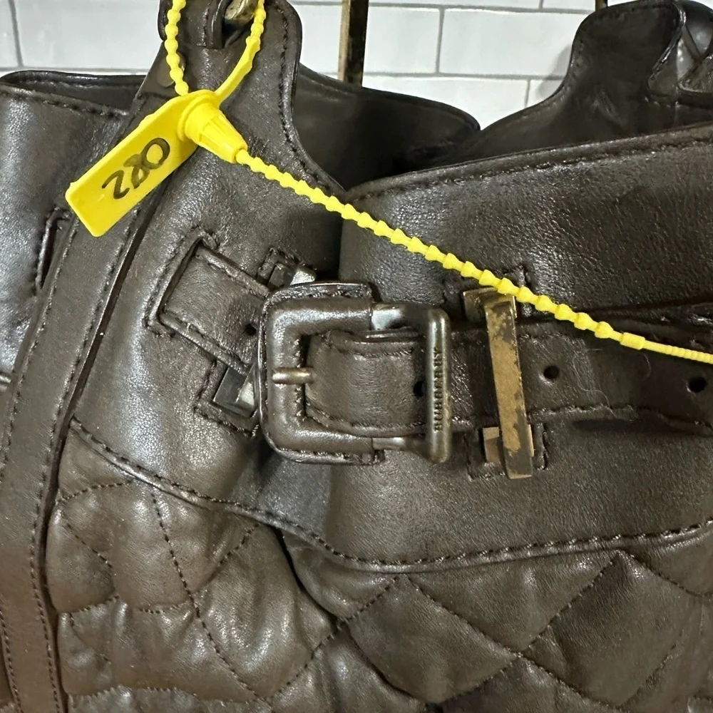 Burberry Quilted huge Leather Shoulder Bag in Dark Brown